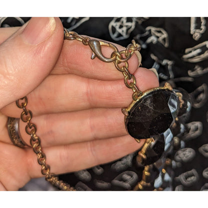 Glam Goth Statement Necklace With Black Faceted Gems
