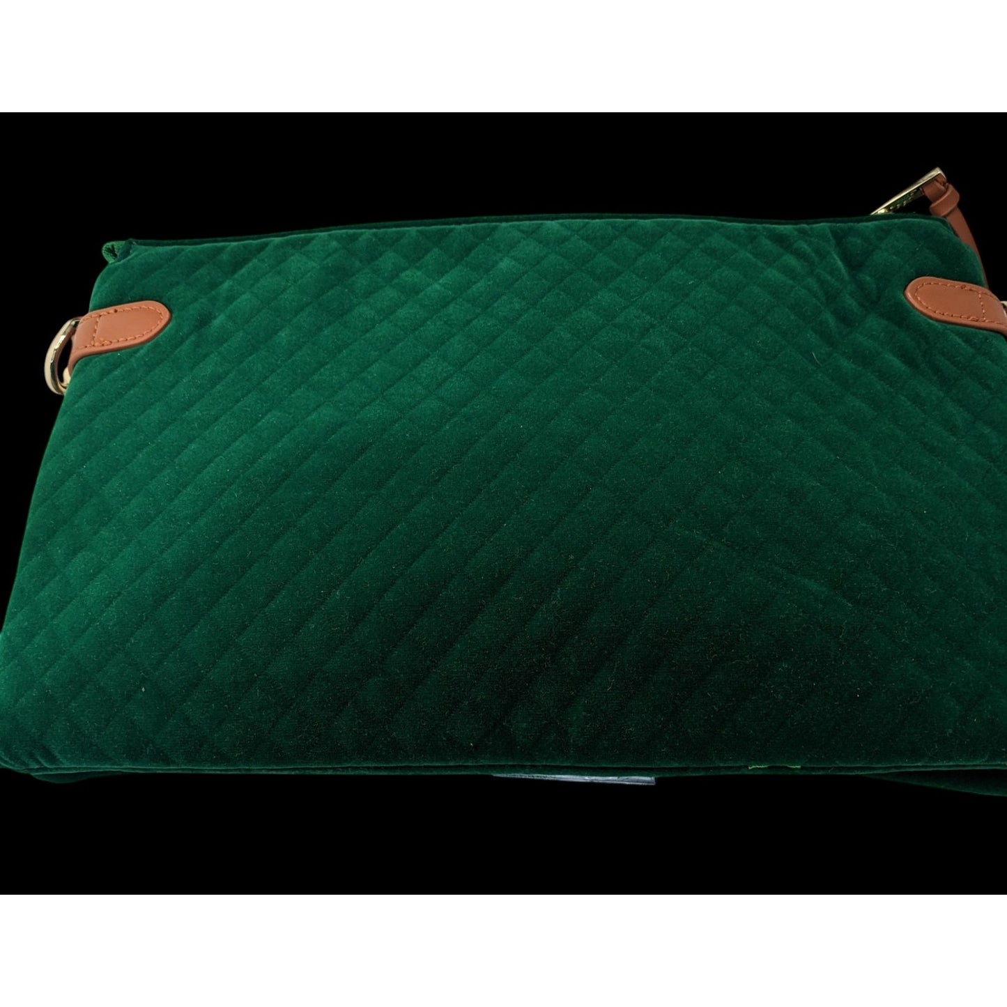 Thomas & Lee Company Quilted Green Velvet Shoulder Bag With Gold Chain Strap