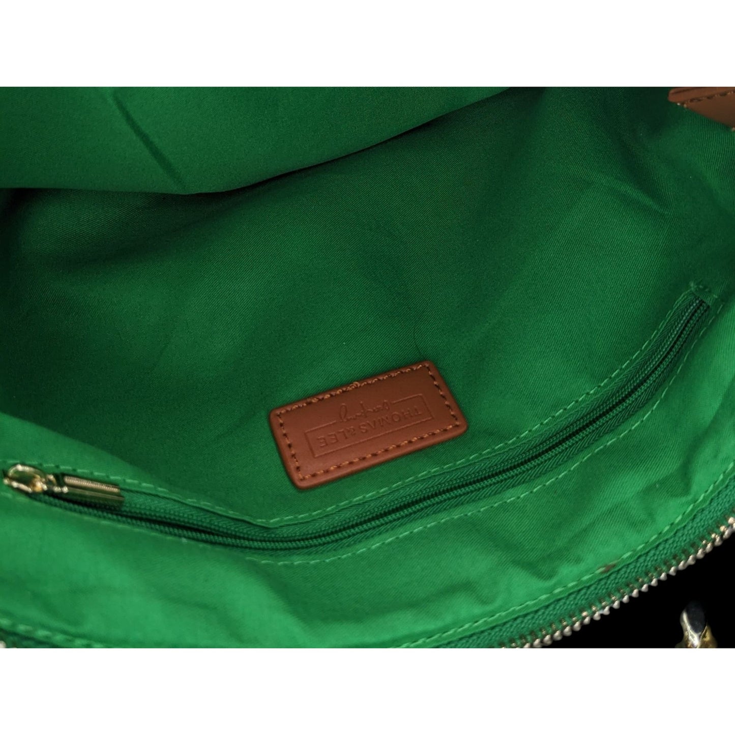 Thomas & Lee Company Quilted Green Velvet Shoulder Bag With Gold Chain Strap