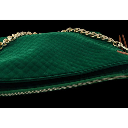 Thomas & Lee Company Quilted Green Velvet Shoulder Bag With Gold Chain Strap