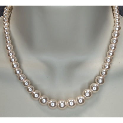 Coquette Pink Pearl Beaded Necklace Graduated Faux Pearl Classic Romantic Jewelry