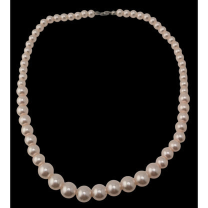 Coquette Pink Pearl Beaded Necklace Graduated Faux Pearl Classic Romantic Jewelry
