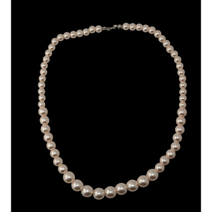 Coquette Pink Pearl Beaded Necklace Graduated Faux Pearl Classic Romantic Jewelry