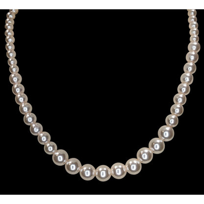 Coquette Pink Pearl Beaded Necklace Graduated Faux Pearl Classic Romantic Jewelry