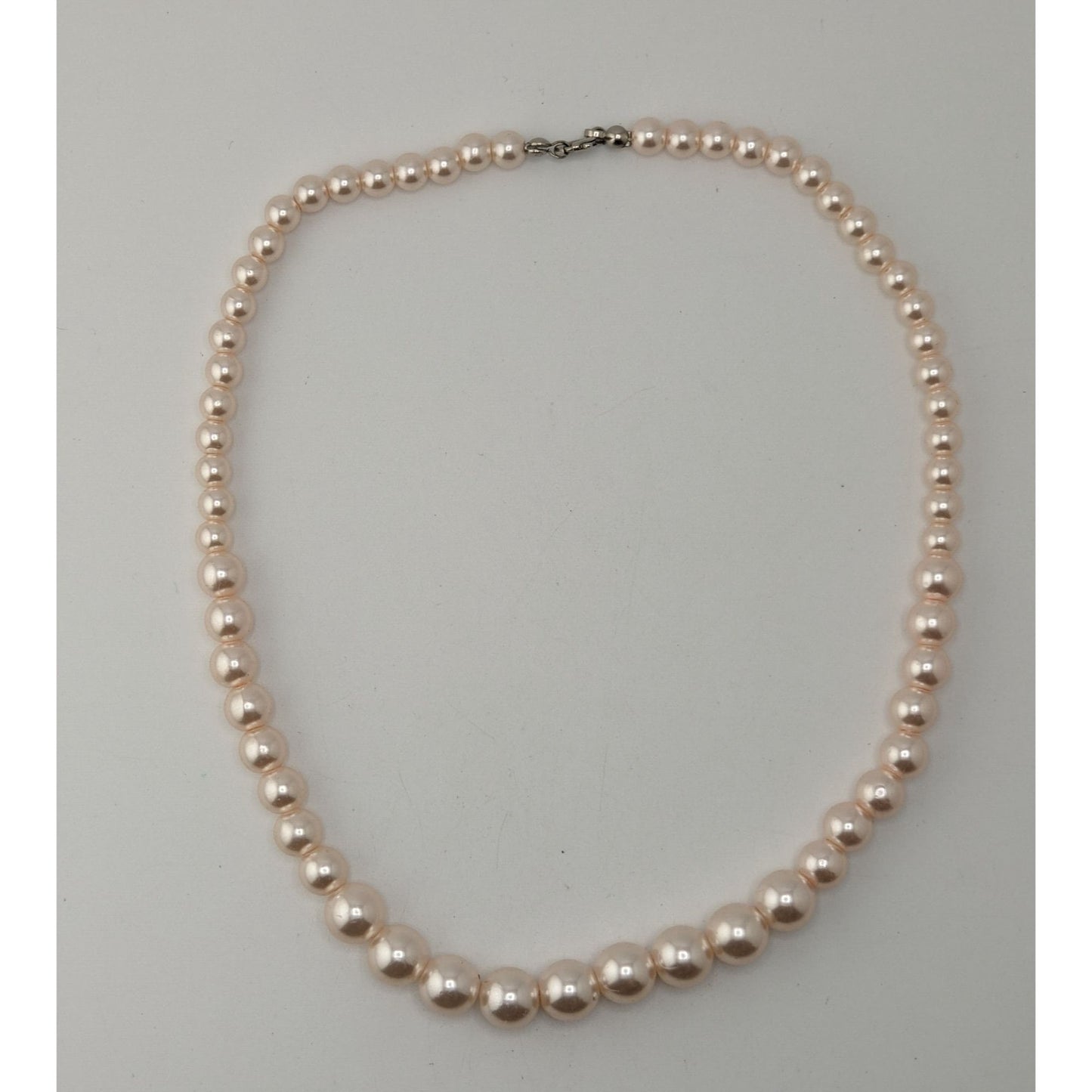Coquette Pink Pearl Beaded Necklace Graduated Faux Pearl Classic Romantic Jewelry