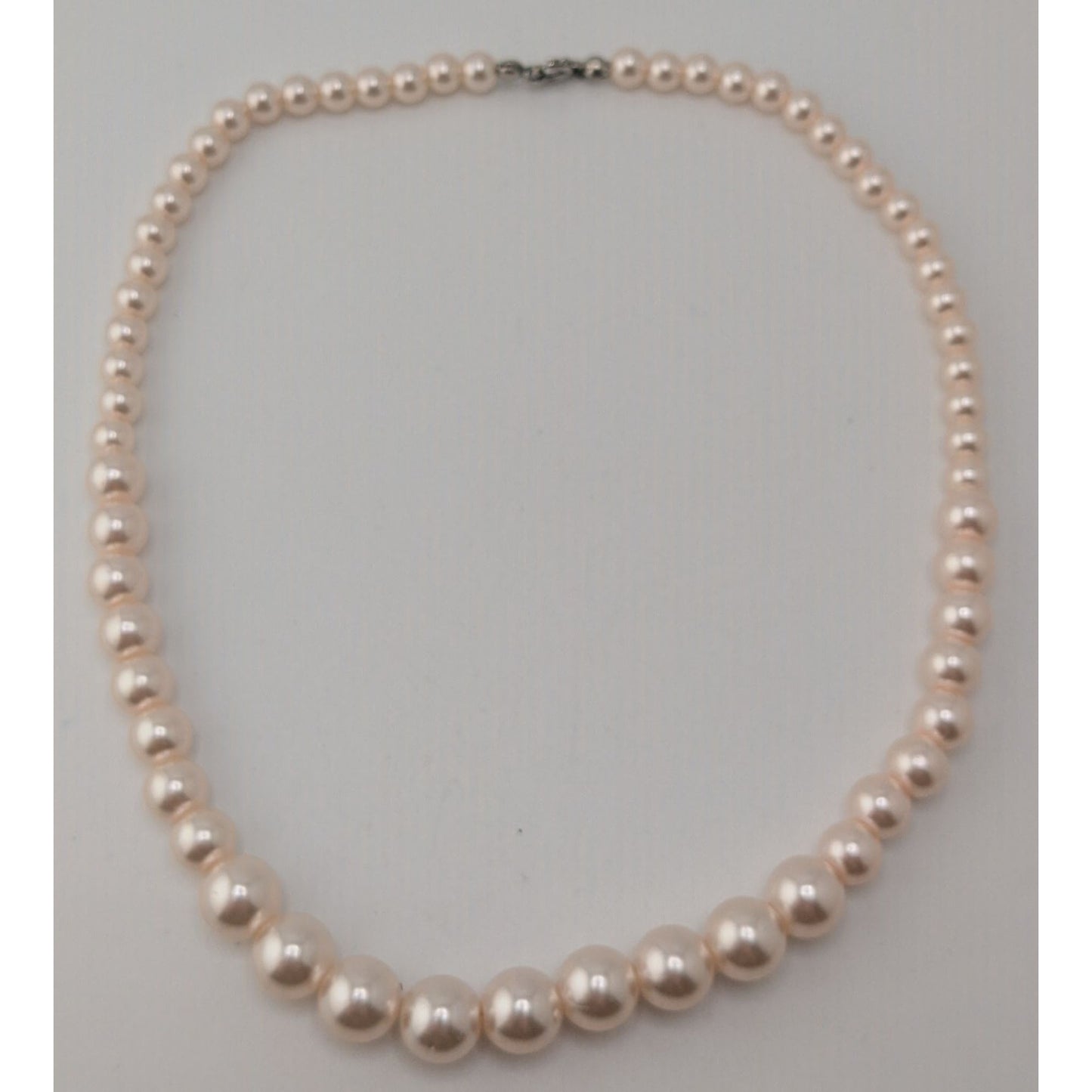 Coquette Pink Pearl Beaded Necklace Graduated Faux Pearl Classic Romantic Jewelry