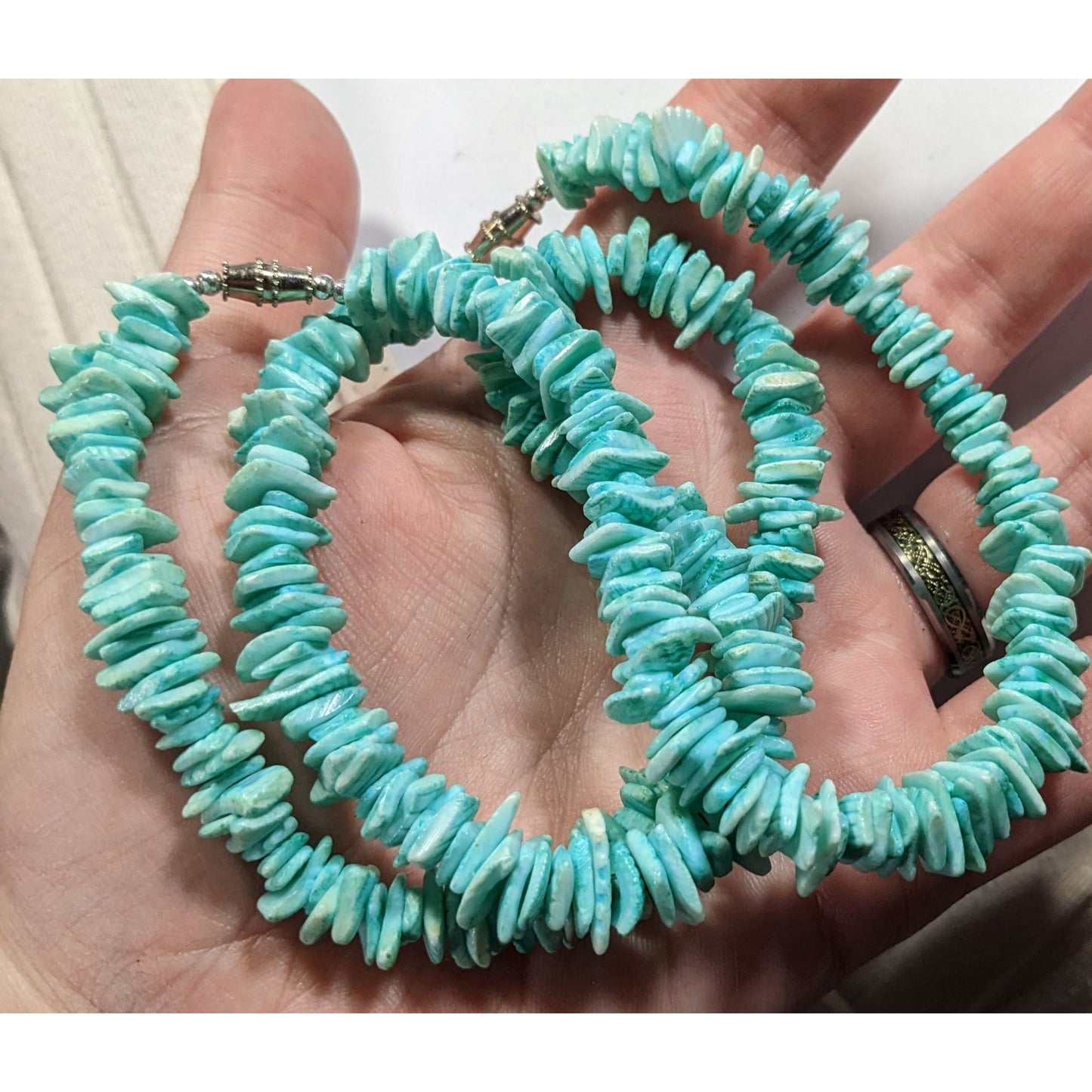 Beachy Mermaidcore Blue Shell Chip Necklace/Bracelet
