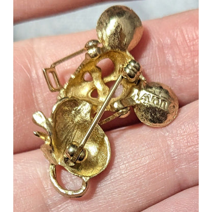 Vintage Avon Reading Mouse Gold Tone Brooch With Articulated Glasses