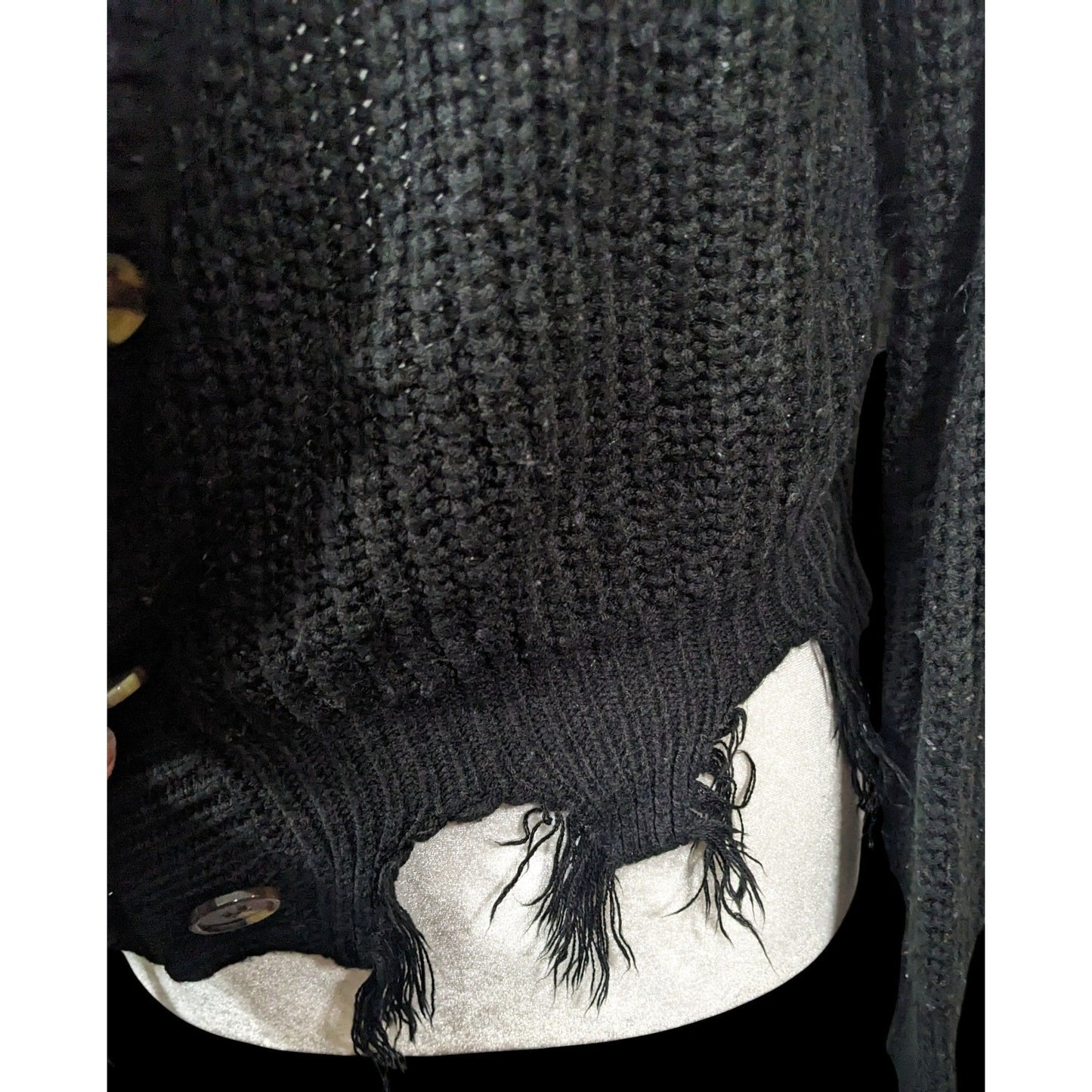 Polly & Esther Gothic Distressed Fringe Sweater