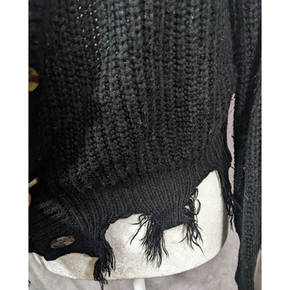 Polly & Esther Gothic Distressed Fringe Sweater