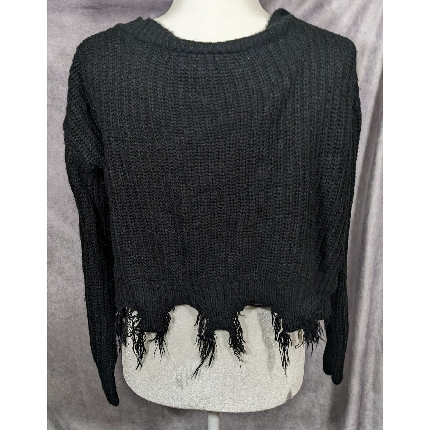 Polly & Esther Gothic Distressed Fringe Sweater