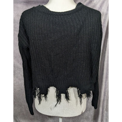 Polly & Esther Gothic Distressed Fringe Sweater