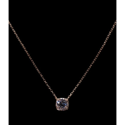 Elegant Romantic Rose Gold Tone Pendant Necklace With Sparkling Cushion-Cut Gem Accent