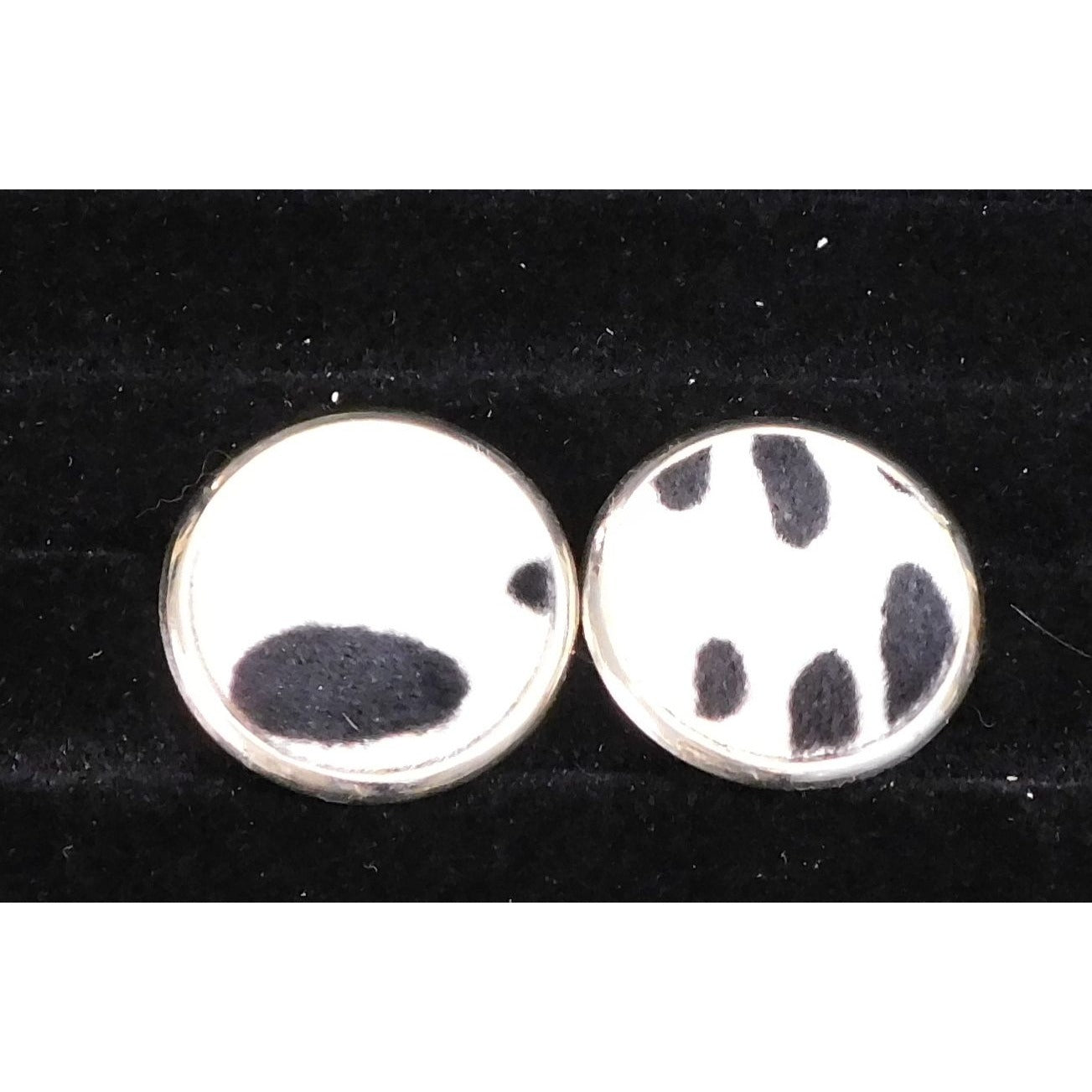 Vintage Fuzzy Animal Spot Black And White Earrings