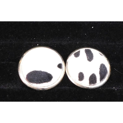 Vintage Fuzzy Animal Spot Black And White Earrings