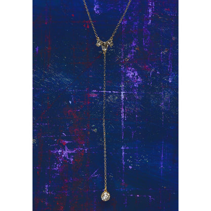 J.Crew Glam Crystal Clear Gold Tone Y Drop Lariat Necklace 18 Inch