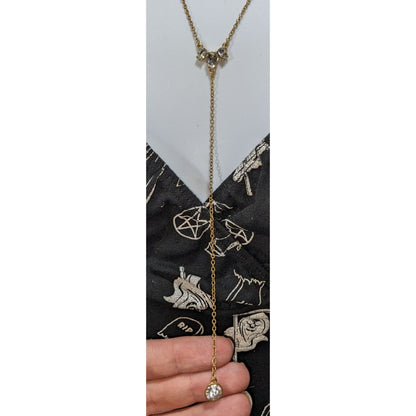 J.Crew Glam Crystal Clear Gold Tone Y Drop Lariat Necklace 18 Inch