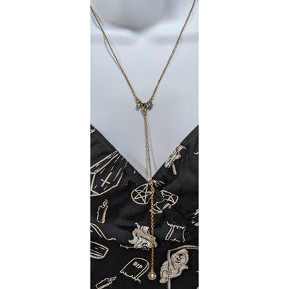 J.Crew Glam Crystal Clear Gold Tone Y Drop Lariat Necklace 18 Inch