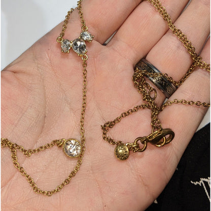J.Crew Glam Crystal Clear Gold Tone Y Drop Lariat Necklace 18 Inch