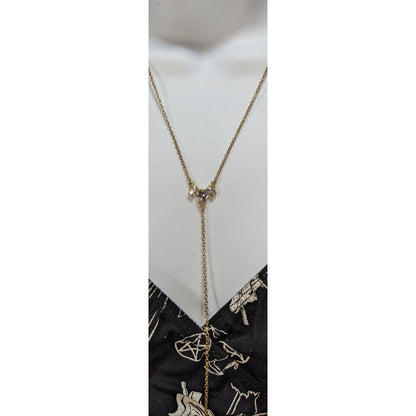 J.Crew Glam Crystal Clear Gold Tone Y Drop Lariat Necklace 18 Inch