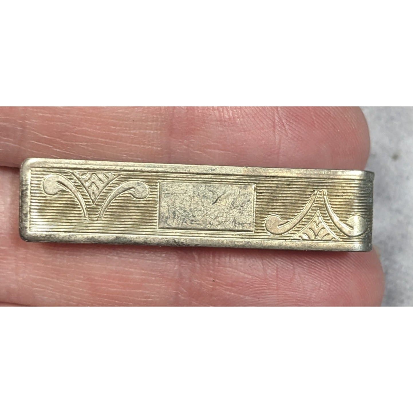 Vintage Gold Tone Engraved Elegant Tie Clasp