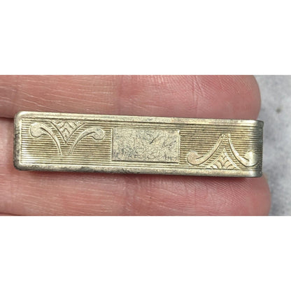 Vintage Gold Tone Engraved Elegant Tie Clasp