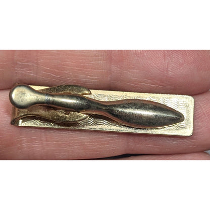 Vintage Gold Tone Engraved Elegant Tie Clasp