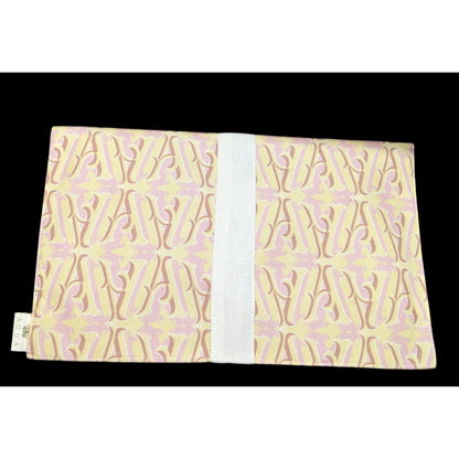 Agua by Agua Bendita Pink And Yellow Monogram Canvas Clutch