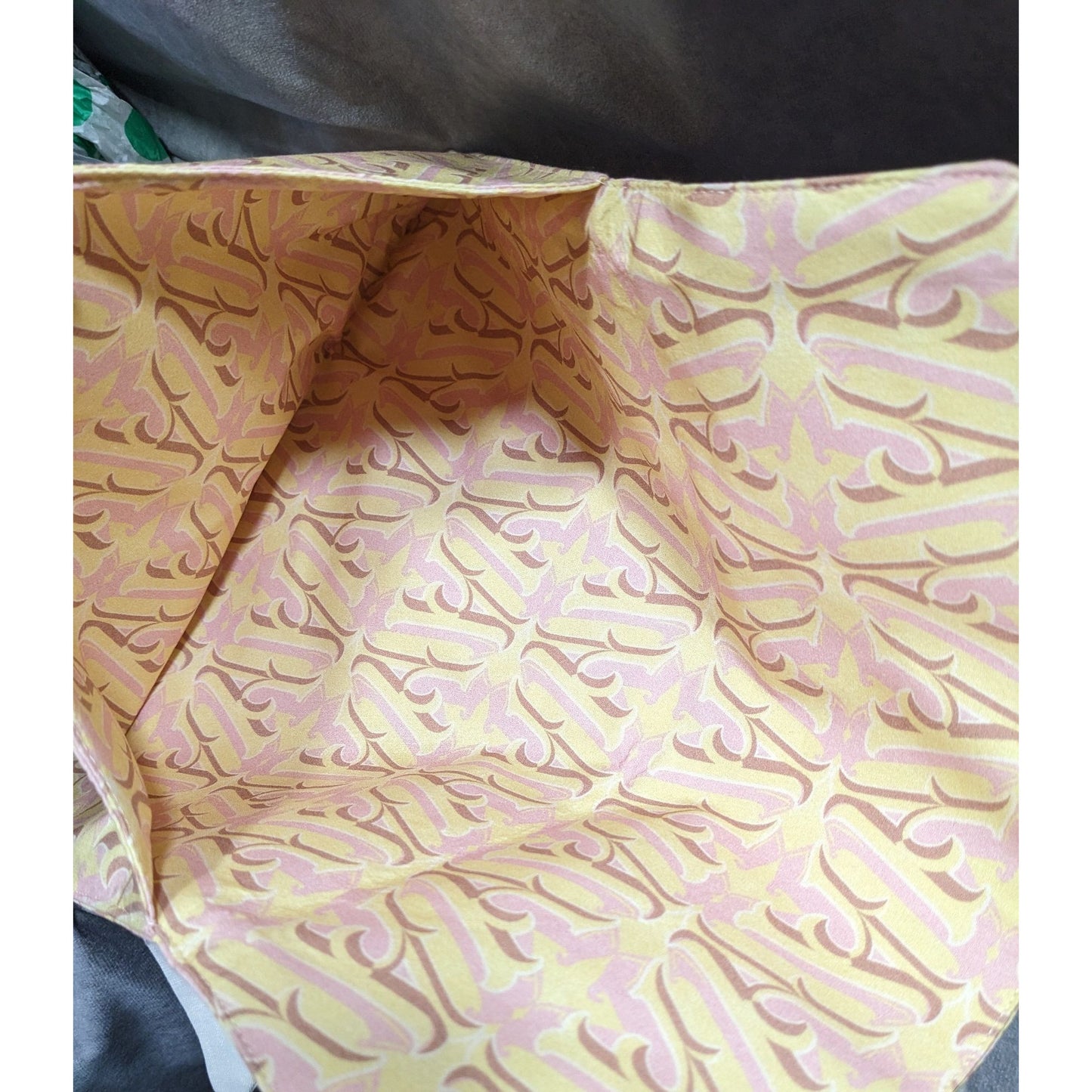 Agua by Agua Bendita Pink And Yellow Monogram Canvas Clutch