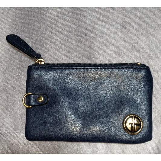 Giani Bernini Navy Blue Leather-Look Coin Purse With Gold-Tone Hardware