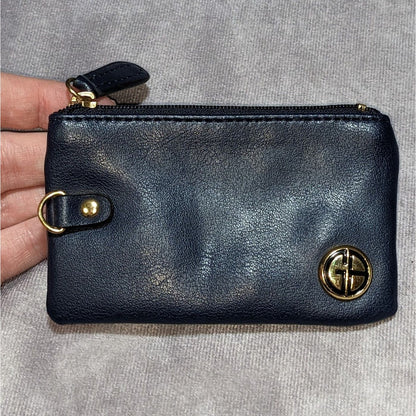 Giani Bernini Navy Blue Leather-Look Coin Purse With Gold-Tone Hardware