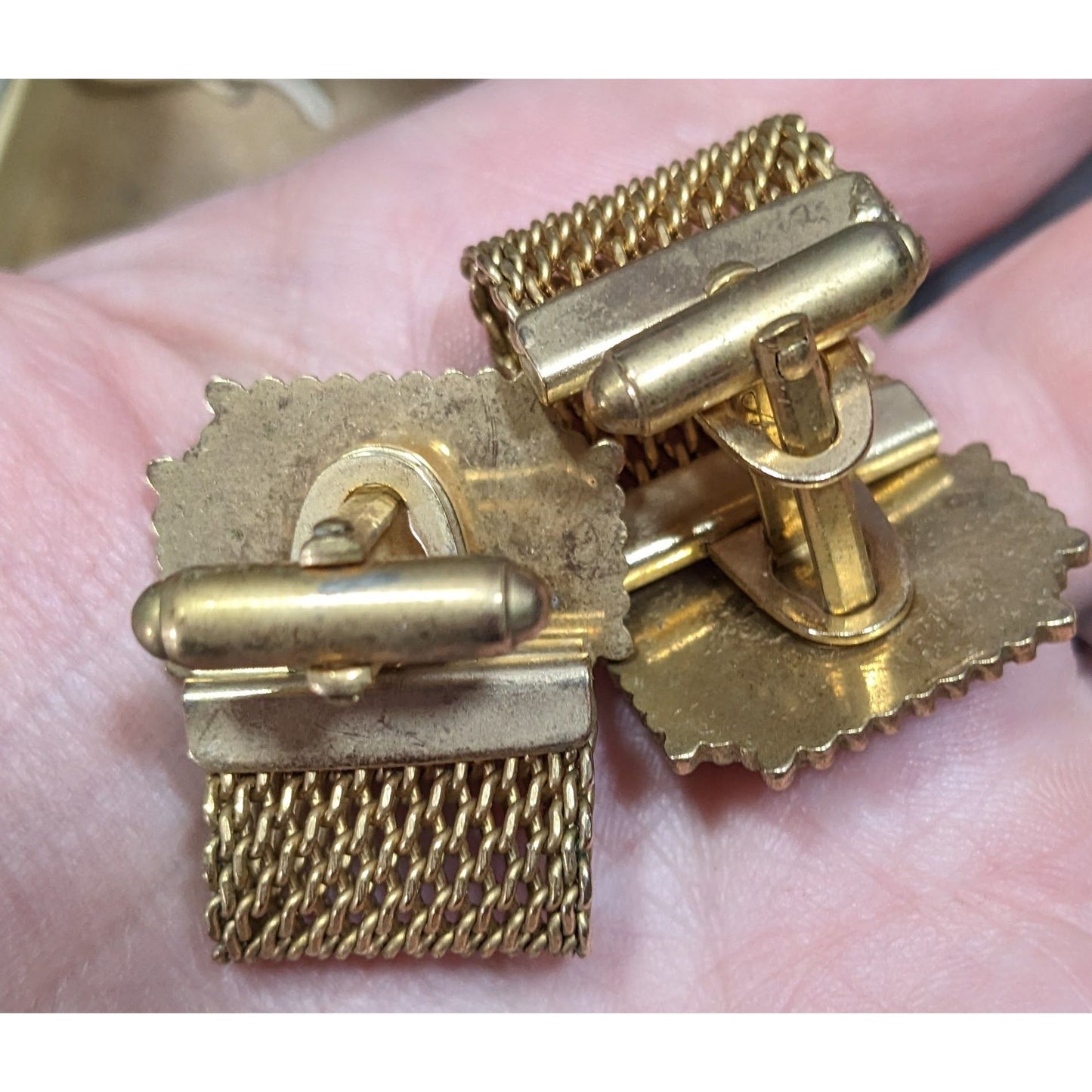 Vintage Anson Egyptian Revival Hand Carved Jade Scarab Cufflinks