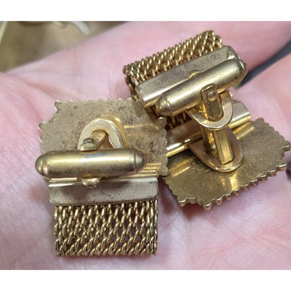 Vintage Anson Egyptian Revival Hand Carved Jade Scarab Cufflinks