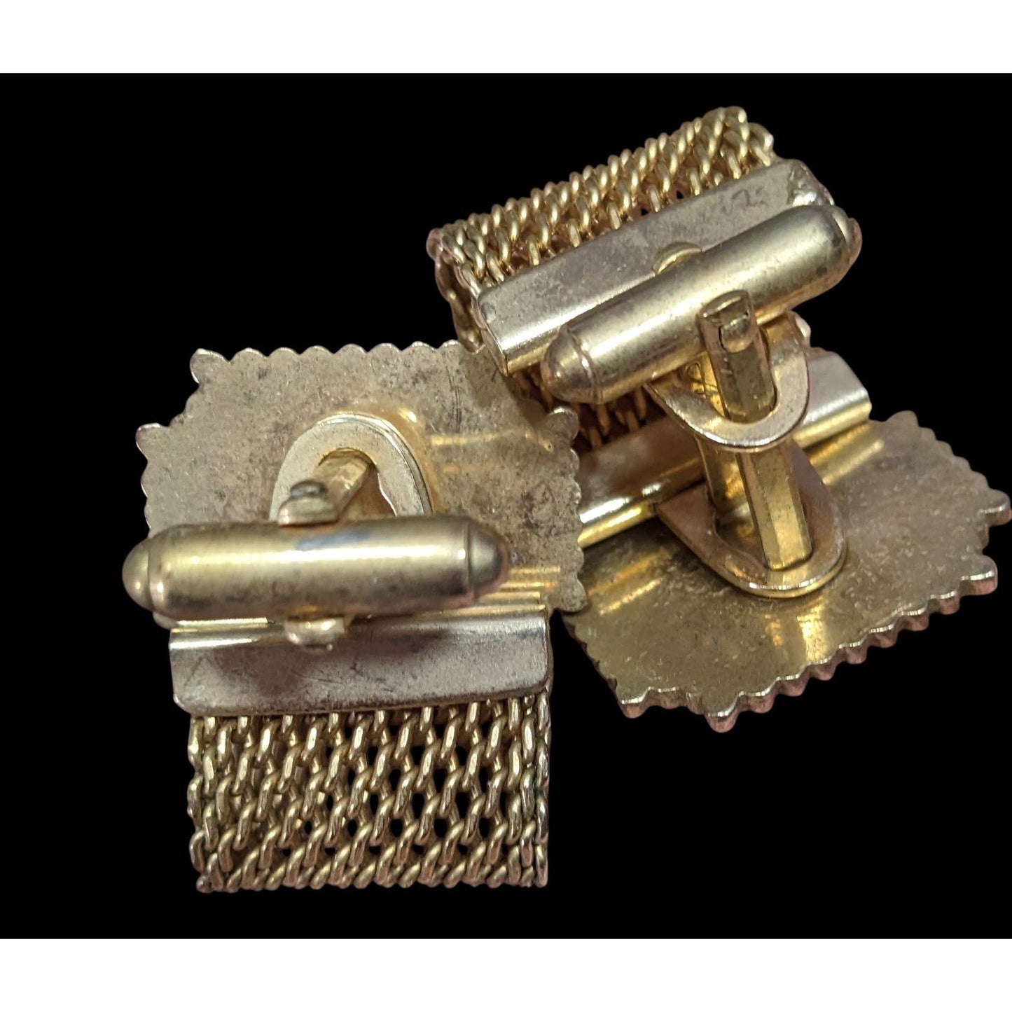 Vintage Anson Egyptian Revival Hand Carved Jade Scarab Cufflinks