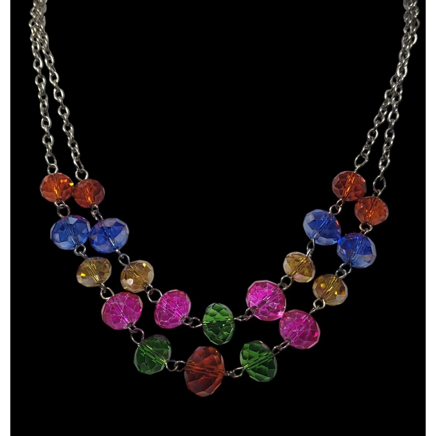 Candycore Sparkly Rainbow Glass Beaded Multilayer Necklace