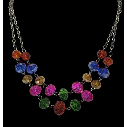Candycore Sparkly Rainbow Glass Beaded Multilayer Necklace