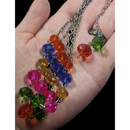 Candycore Sparkly Rainbow Glass Beaded Multilayer Necklace