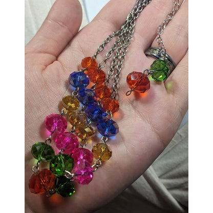 Candycore Sparkly Rainbow Glass Beaded Multilayer Necklace