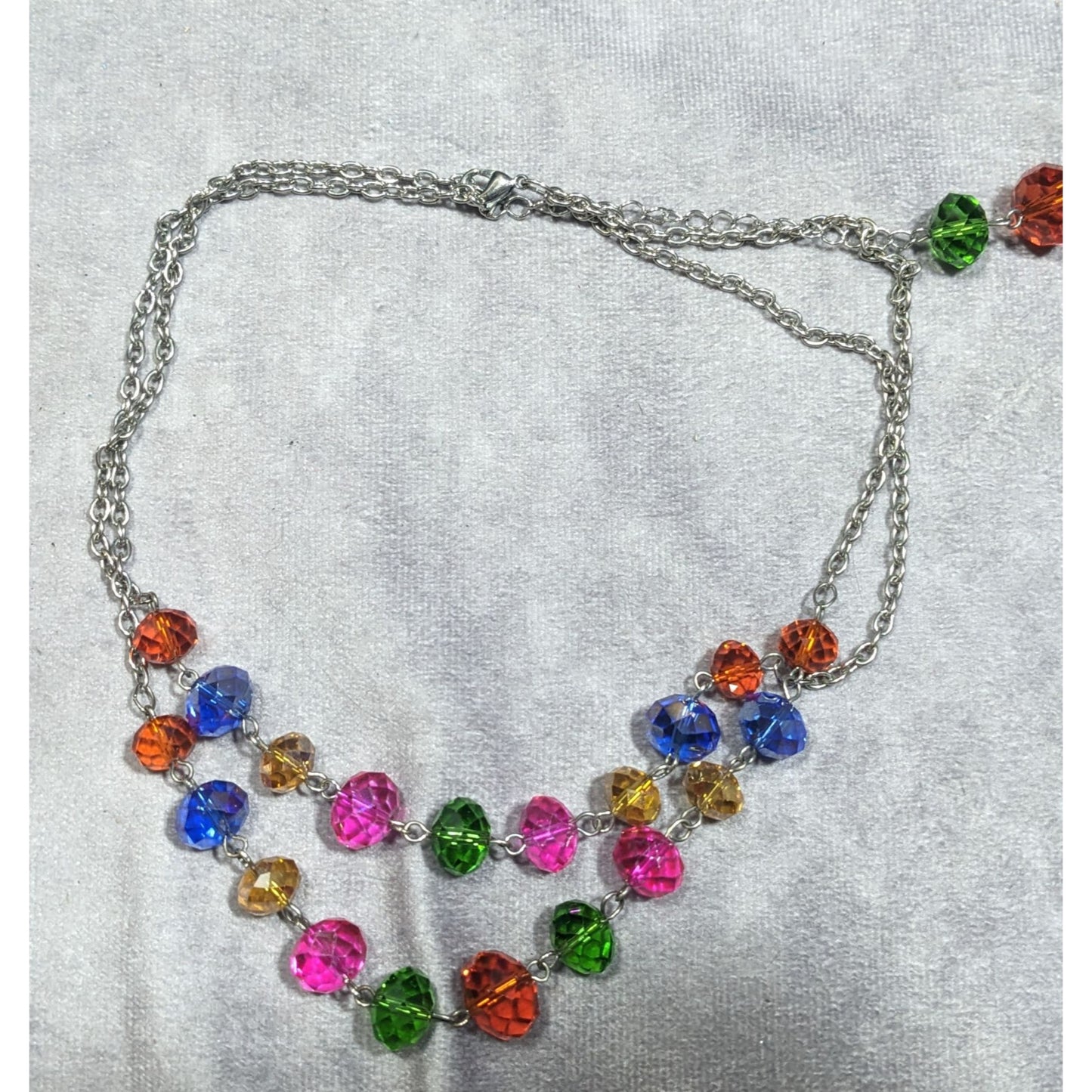 Candycore Sparkly Rainbow Glass Beaded Multilayer Necklace