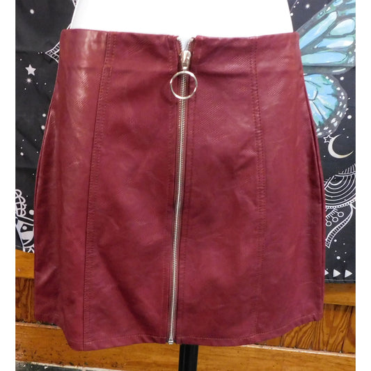 Shinestar Faux Leather Burgundy Mini Skirt