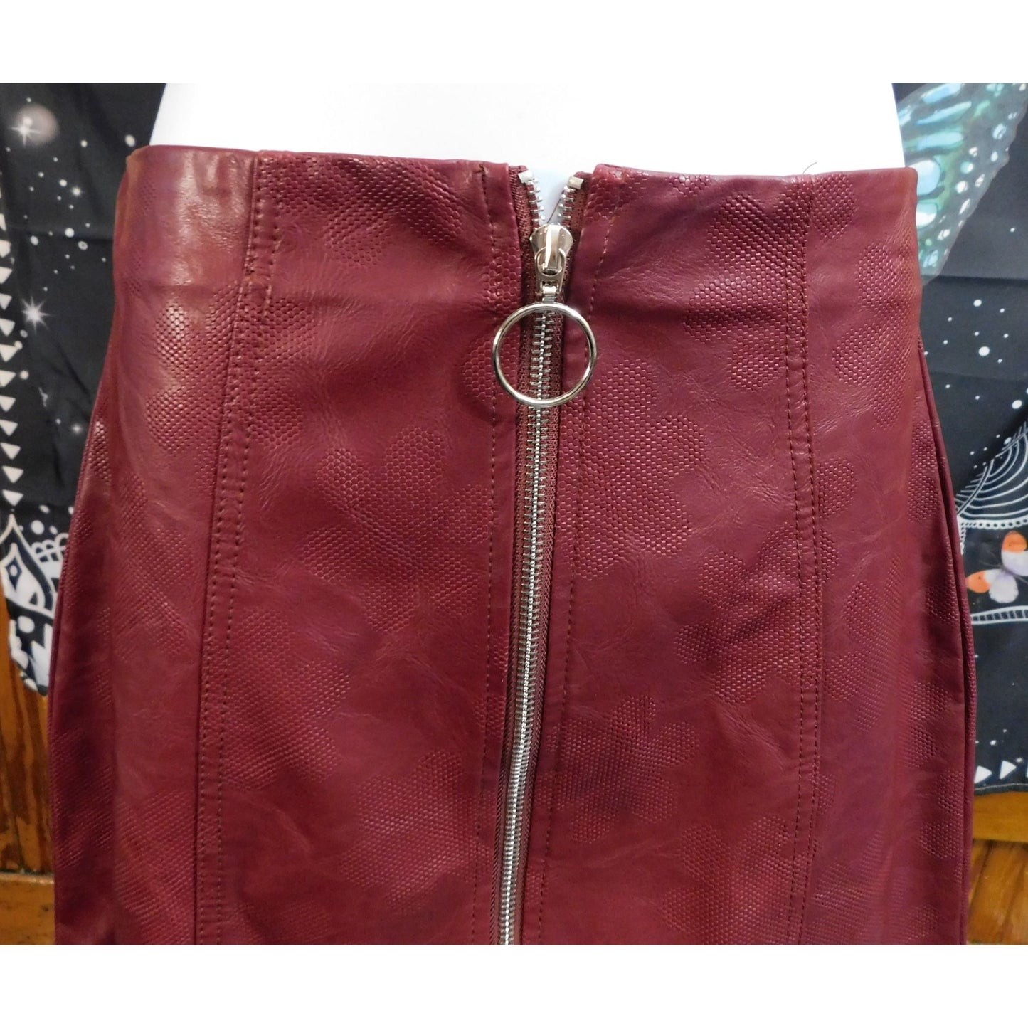 Shinestar Faux Leather Burgundy Mini Skirt