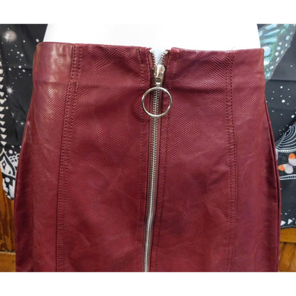 Shinestar Faux Leather Burgundy Mini Skirt