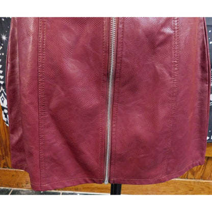 Shinestar Faux Leather Burgundy Mini Skirt