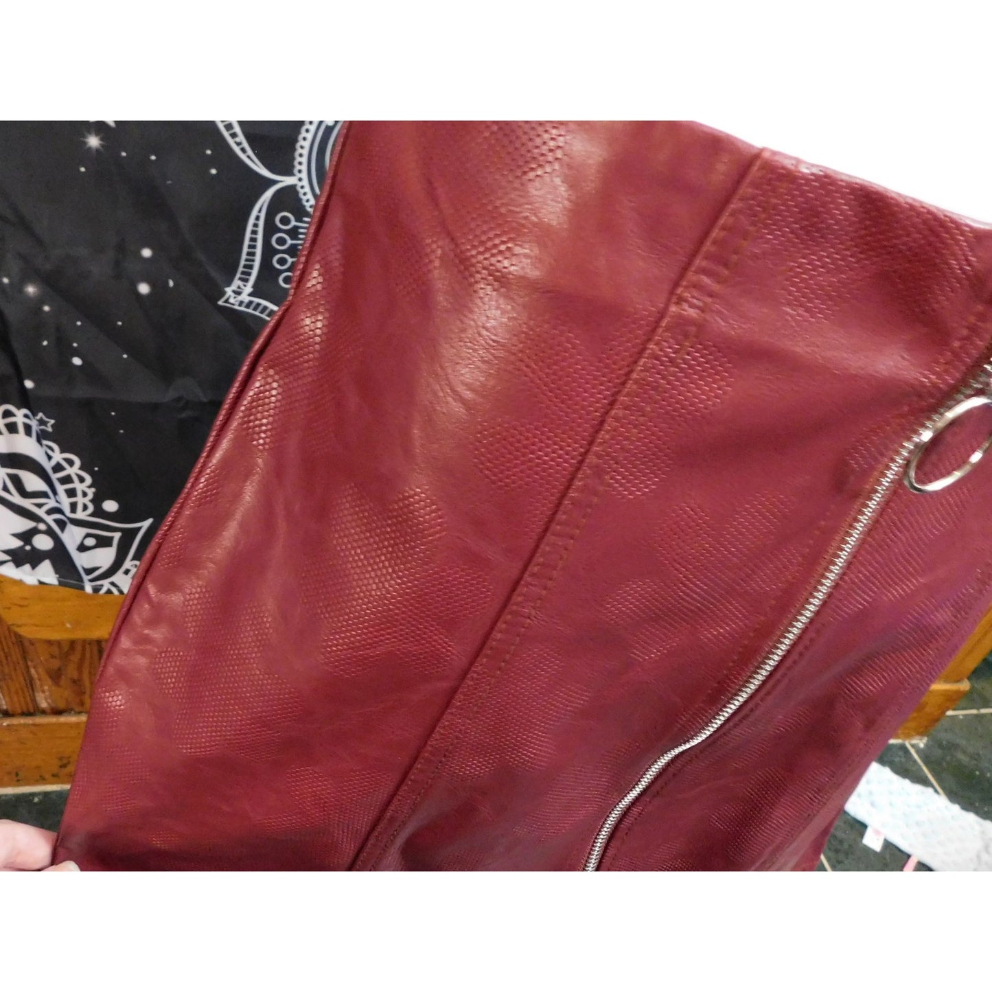 Shinestar Faux Leather Burgundy Mini Skirt