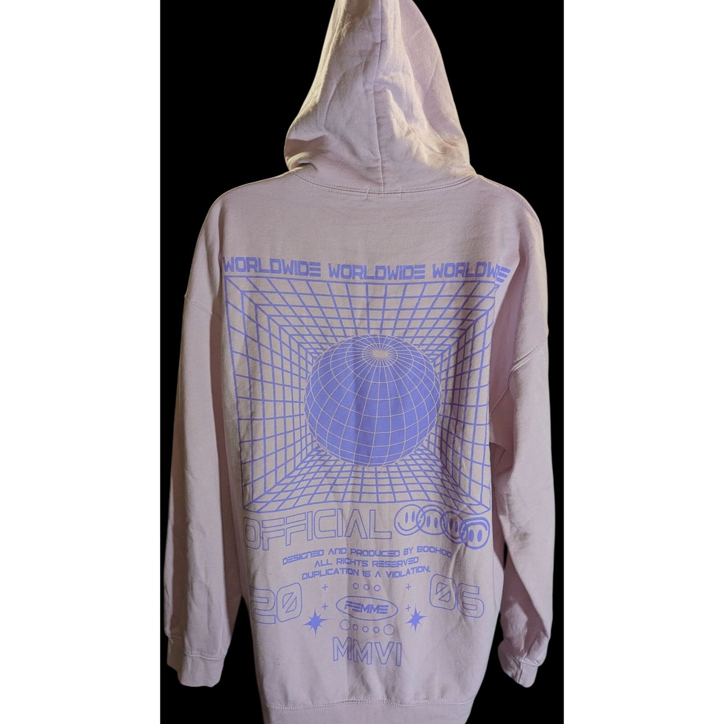 BooHoo Worldwide Oversized Hoodie Pink Purple Streetwear Sweatshirt