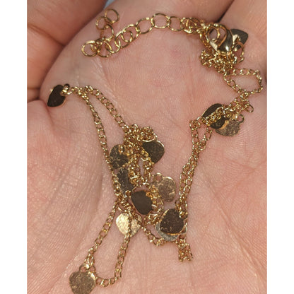 Gold-Tone Heart Charm Necklace 16 Inches Adjustable Lobster Clasp