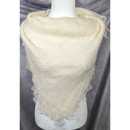 Vintage Handmade Cream Knit Lace Shawl/Scarf