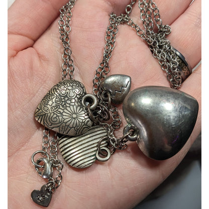 American Eagle Outfitters Y2K Preppy Puffed Heart Cluster Charm Necklace