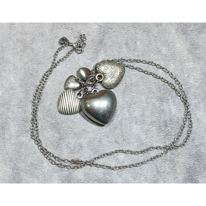 American Eagle Outfitters Y2K Preppy Puffed Heart Cluster Charm Necklace
