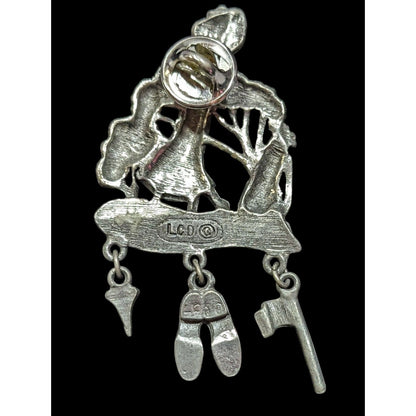 Vintage Sporty Lady Golfing Pewter Brooch Signed LCD